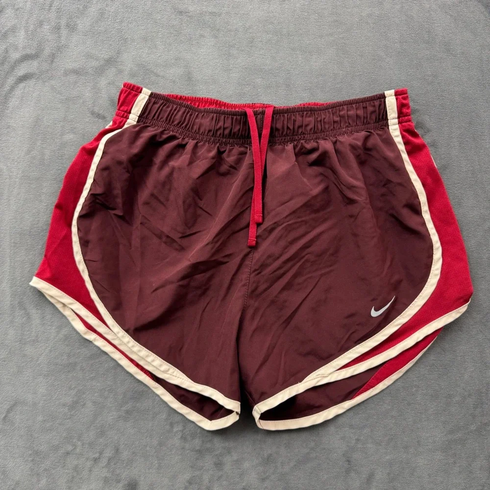 Nike Dri-FIT Tempo Running Shorts Maroon Red Cream Small 831558-681